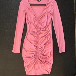 Rose pink formed fitting ruched Fashion Nova dress